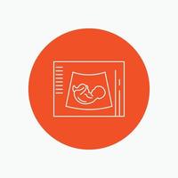 Maternity. pregnancy. sonogram. baby. ultrasound White Line Icon in Circle background. vector icon illustration