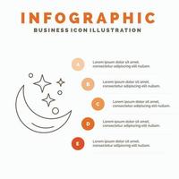 Moon. Night. star. weather. space Infographics Template for Website and Presentation. Line Gray icon with Orange infographic style vector illustration