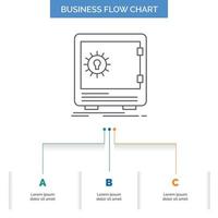 Bank. deposit. safe. safety. strongbox Business Flow Chart Design with 3 Steps. Line Icon For Presentation Background Template Place for text vector