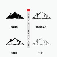 hill. landscape. nature. mountain. scene Icon in Thin. Regular. Bold Line and Glyph Style. Vector illustration