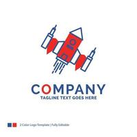 Company Name Logo Design For spacecraft. spaceship. ship. space. alien. Blue and red Brand Name Design with place for Tagline. Abstract Creative Logo template for Small and Large Business. vector