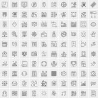 paquete de 100 iconos de líneas universales para móviles y web vector