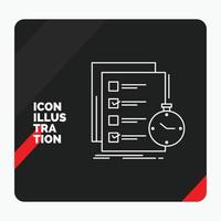 Red and Black Creative presentation Background for todo. task. list. check. time Line Icon vector