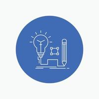 Idea. insight. key. lamp. lightbulb White Line Icon in Circle background. vector icon illustration