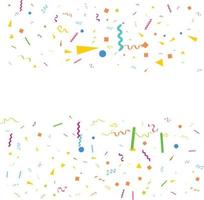 Vector abstract White Background with many falling tiny colorful confetti pieces and ribbon. Carnival. Christmas or New Year decoration colorful party pennants for birthday. festival