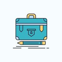 briefcase. business. financial. management. portfolio Flat Icon. green and Yellow sign and symbols for website and Mobile appliation. vector illustration