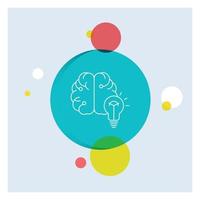 idea. business. brain. mind. bulb White Line Icon colorful Circle Background vector