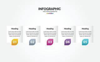 plantilla de infografía horizontal de negocios. diseño de línea delgada con números 5 opciones o pasos. vector