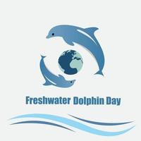 Vector illustration of Freshwater Dolphin Day. Simple and elegant design