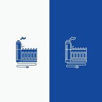 Consumption. resource. energy. factory. manufacturing Line and Glyph web Button in Blue color Vertical Banner for UI and UX. website or mobile application vector