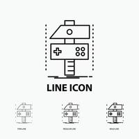 Build. craft. develop. developer. game Icon in Thin. Regular and Bold Line Style. Vector illustration