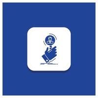 Blue Round Button for recruitment. search. find. human resource. people Glyph icon vector