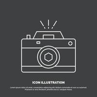 cámara. fotografía. captura. foto. icono de apertura. símbolo de vector de línea para ui y ux. sitio web o aplicación móvil