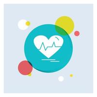 ecg. heart. heartbeat. pulse. beat White Glyph Icon colorful Circle Background vector