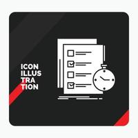 Red and Black Creative presentation Background for todo. task. list. check. time Glyph Icon vector