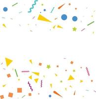 Vector abstract White Background with many falling tiny colorful confetti pieces and ribbon. Carnival. Christmas or New Year decoration colorful party pennants for birthday. festival