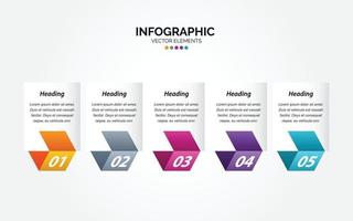 Timeline 5 options Horizontal Infographic for presentations workflow process diagram flow chart report vector