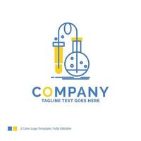 Testing. Chemistry. flask. lab. science Blue Yellow Business Logo template. Creative Design Template Place for Tagline. vector