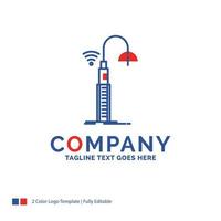 diseño del logotipo del nombre de la empresa para luces. calle. Wifi. inteligente. tecnología. diseño de marca azul y rojo con lugar para eslogan. plantilla de logotipo creativo abstracto para pequeñas y grandes empresas. vector