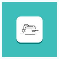 Round Button for Folder. repair. skrewdriver. tech. technical Line icon Turquoise Background vector