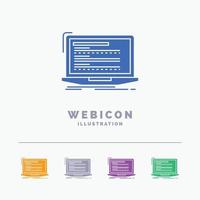 Code. coding. computer. monoblock. laptop 5 Color Glyph Web Icon Template isolated on white. Vector illustration
