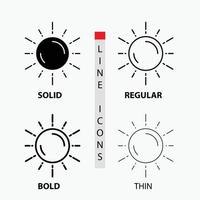 sun. space. planet. astronomy. weather Icon in Thin. Regular. Bold Line and Glyph Style. Vector illustration