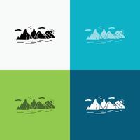 Mountain. hill. landscape. nature. cliff Icon Over Various Background. glyph style design. designed for web and app. Eps 10 vector illustration