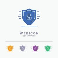 Defence. firewall. protection. safety. shield 5 Color Glyph Web Icon Template isolated on white. Vector illustration