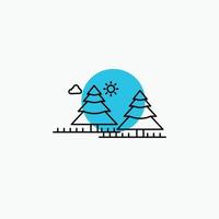 forest. camping. jungle. tree. pines Line Icon vector