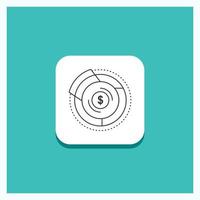 Round Button for Balance. budget. diagram. financial. graph Line icon Turquoise Background vector