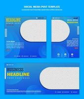 blue background social media post template vector