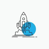 Launch. mission. shuttle. startup. publish Line Icon vector