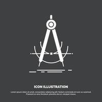 Precision. accure. geometry. compass. measurement Icon. glyph vector symbol for UI and UX. website or mobile application