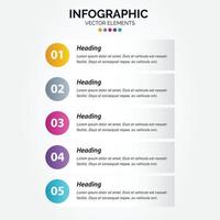 Vertical Infographic business colorful template banner design 5 options background style you can used for marketing process workflow presentation development plan vector