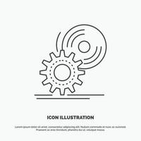 cd. disc. install. software. dvd Icon. Line vector gray symbol for UI and UX. website or mobile application