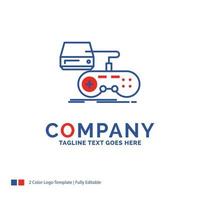 Company Name Logo Design For Console. game. gaming. playstation. play. Blue and red Brand Name Design with place for Tagline. Abstract Creative Logo template for Small and Large Business. vector