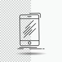 Device. mobile. phone. smartphone. telephone Line Icon on Transparent Background. Black Icon Vector Illustration