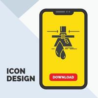 Chemical. Leak. Detection. Factory. pollution Glyph Icon in Mobile for Download Page. Yellow Background vector
