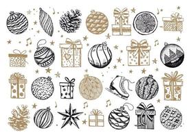 Christmas and New Year set. Hand drawn illustration. vector