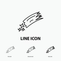 Asteroid. astronomy. meteor. space. comet Icon in Thin. Regular and Bold Line Style. Vector illustration