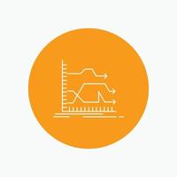 Arrows. forward. graph. market. prediction White Line Icon in Circle background. vector icon illustration