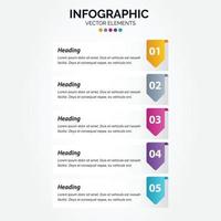 infografía vertical marketing comercial diseño vectorial plantilla colorida carpeta 5 opciones o pasos en estilo minimalista vector