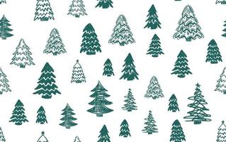 patrón de árbol de navidad, ilustraciones dibujadas a mano. vector