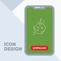 Asteroid. astronomy. meteor. space. comet Line Icon in Mobile for Download Page vector