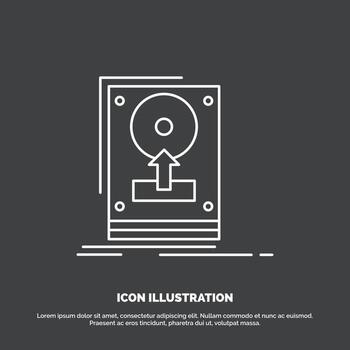 Instalar en pc. conducir. disco duro ahorrar. icono de carga símbolo de vector de línea para ui y ux. sitio web o aplicación móvil