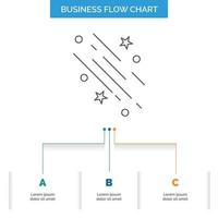 star. shooting star. falling. space. stars Business Flow Chart Design with 3 Steps. Line Icon For Presentation Background Template Place for text vector