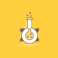 research. laboratory. flask. tube. development Flat Line Filled Icon. Beautiful Logo button over yellow background for UI and UX. website or mobile application vector