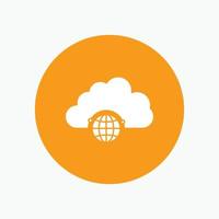 network. city. globe. hub. infrastructure White Glyph Icon in Circle. Vector Button illustration