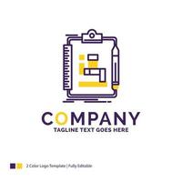 diseño del logotipo del nombre de la empresa para el algoritmo. proceso. esquema. trabajar. flujo de trabajo. diseño de marca púrpura y amarillo con lugar para eslogan. plantilla de logotipo creativo para pequeñas y grandes empresas. vector