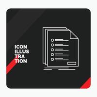 Red and Black Creative presentation Background for Check. filing. list. listing. registration Line Icon vector
